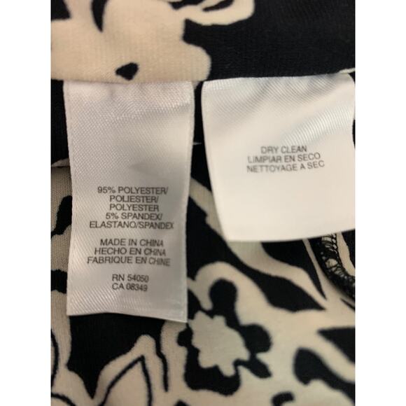 Size 12 Jones Wear Dress Black Ivory Print Pullover Stretch A-Line Midi - Picture 10 of 10